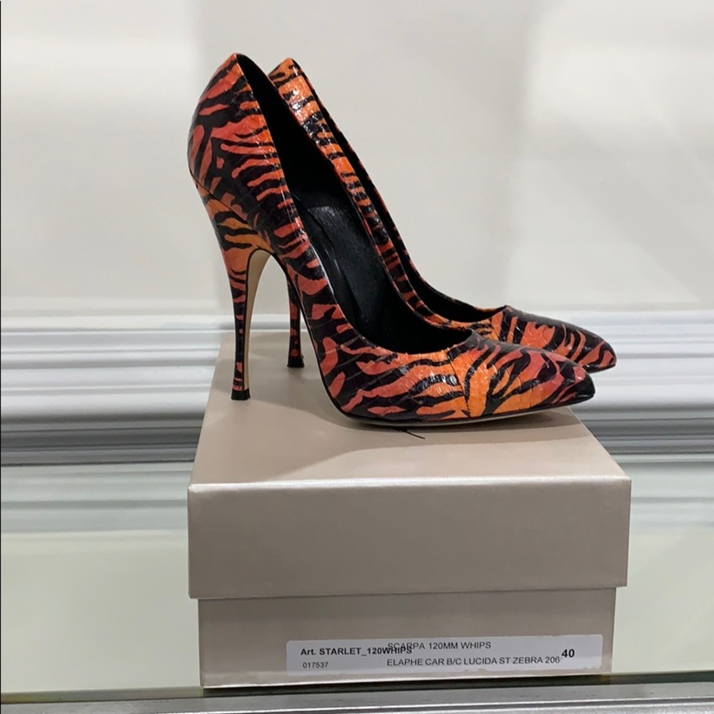 Brian Atwood Zebra Print 120 MM Pump